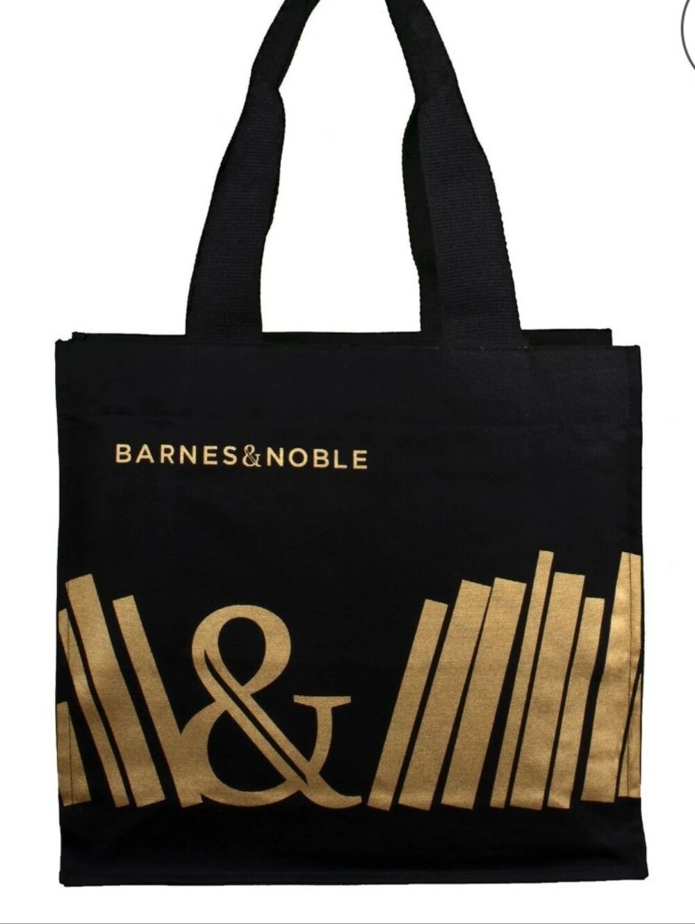 NWT! Barnes & Noble Organic Cotton Black Ampersand Book Heavyweight Tote